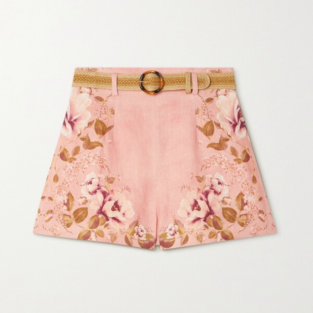 Zimmermann Floral Linen Shorts w/ Belt NWT